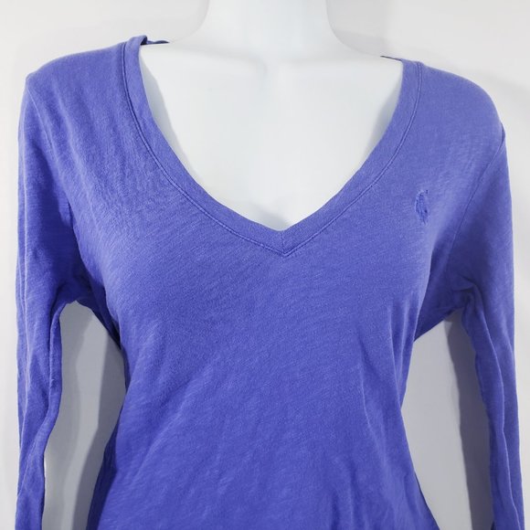 Ralph Lauren Sport Womens M Blue Long Sleeve V Nec - Picture 5 of 6